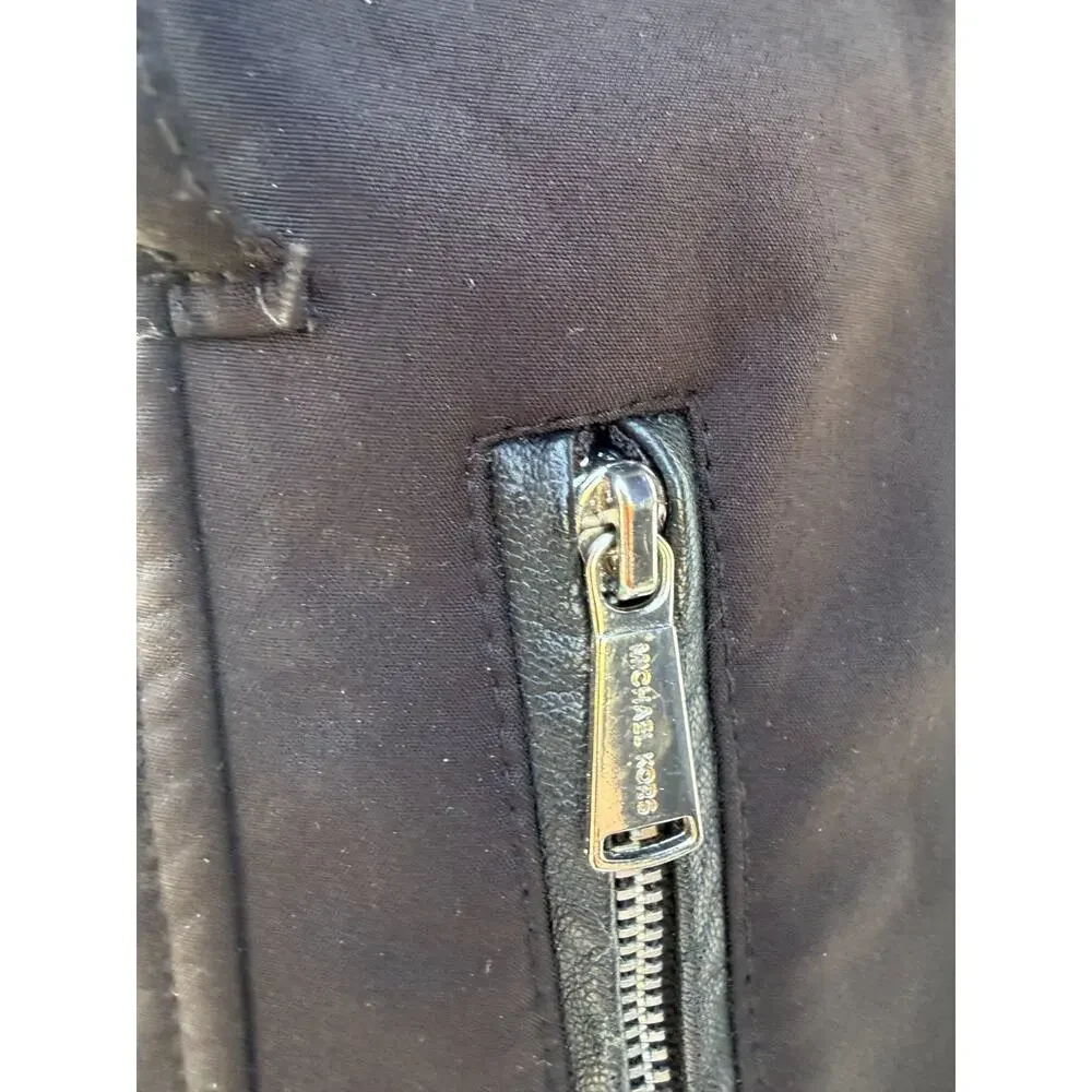 Michael Kors Black Soft-Shell Rain Jacket – Stylish Moto-Inspired Utility Coat